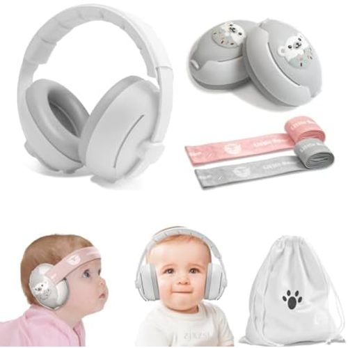 Baby Ear Muffs, 2-in-1 Baby Noise Canceling Headphone, Hearing Protection for Babies 0-48 Months, Adjustable Headband