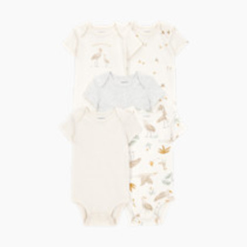 Carter's 5-Pack Short-Sleeve Cotton Bodysuits - Striped Birds, Newborn