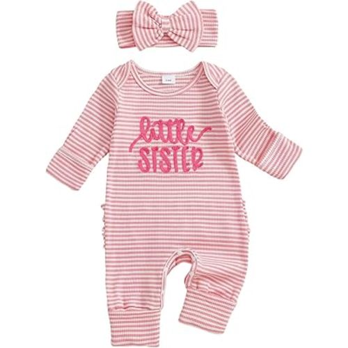 Little Sister Newborn Outfit Baby Girl Coming Home Onesie Long Sleeve Romper Jumpsuit Fall Outfits Winter Clothes