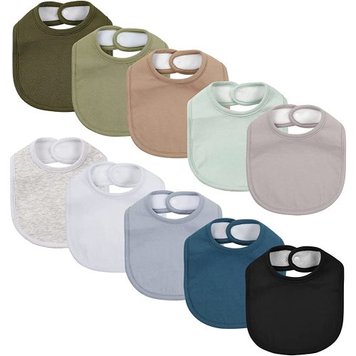 Baby Snap Bibs for Boys Girls,10 Pack Bandana Drool Bibs with Snap,Organic Cotton Snap Closure Bibs for Newborn