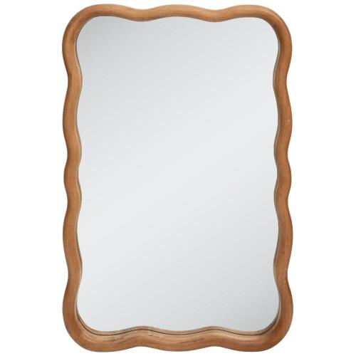 Brown Rectangle Wavy Wall Mirror