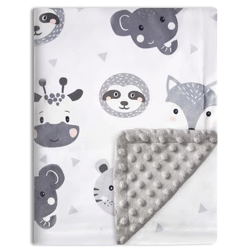BEILIMU Baby Blanket Super Soft Plush with Double Layer Dotted Backing, Lovely Brown Animals Printed Unisex Design Receiving Blanket, 30x40 Inch