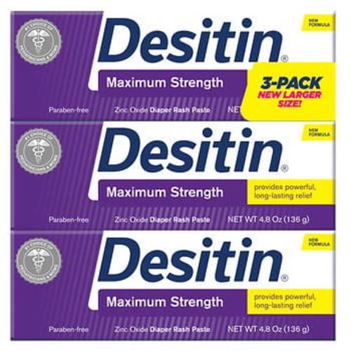 Desitin Maximum Strength Baby Diaper Rash Cream 4.8 oz. (Pack of 3) Prevents Discomfort