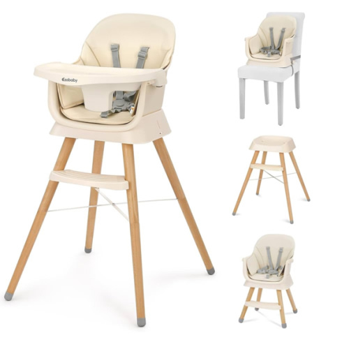 Ezebaby Portable Baby High Chair, High Chairs for Babies and Toddlers with Adjustable Legs, 6-in-1 Convertible to Booster Seat for Dining Table, Toddlers High Chair with Removable Cushions - Cream