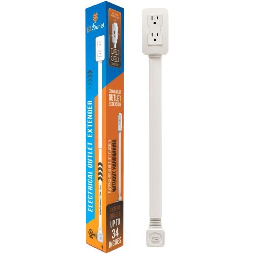 Electrical Outlet Extender. Access Hard-to-Reach Outlets! Features USB-A, USB-C, and 2 AC Outlets, Extends 22"-34", Rotates 180°. Use Behind Couches, Nightstands, Desks, and More.