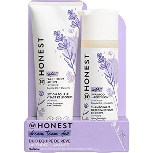 The Honest Company 2-in-1 Cleansing Shampoo + Body Wash and Face + Body Lotion Bundle | Gentle for Baby | Naturally Derived | Lavender Calm, 18.5 fl oz