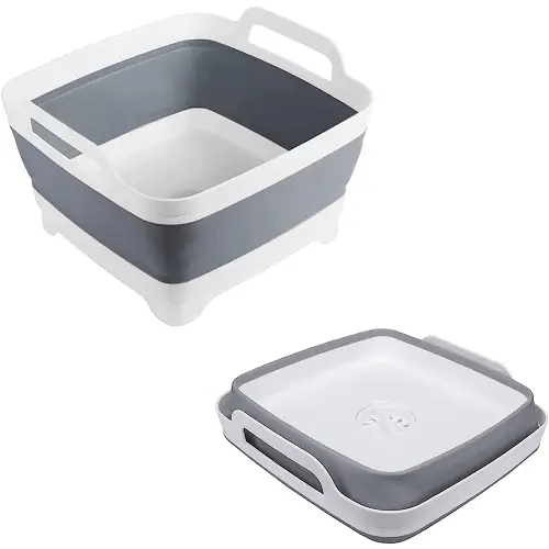 MontNorth Dishpan For Washing Dishes,9L Collapsible and Portable,Wash Dish Basin,Foldable Laundry Tub with Drain Plug for Kitchen Sink,Camping,Gray