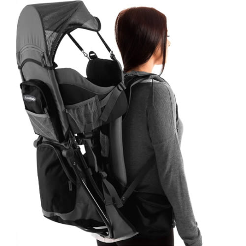Hiking Baby Carrier Backpack - Comfortable Toddler/Baby Backpack Carrier System with Diaper Change Pad, Insulated Pocket + Rain and Sun Hood to Protect Your Child