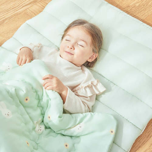 GGUMBI Children's Nap Blanket and Padding (All Season) - Mint Rabbit