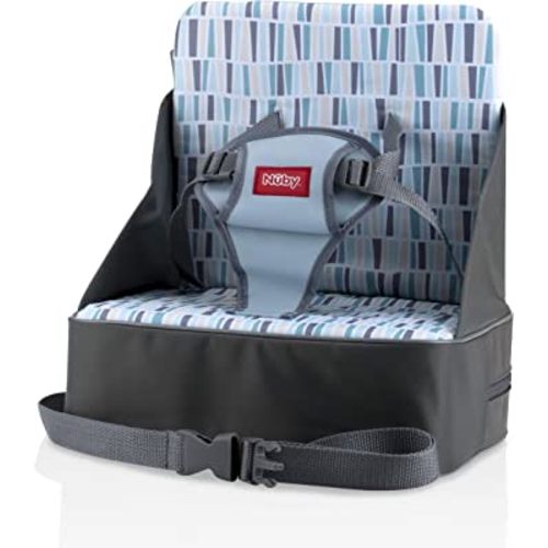 Nuby Easy Go Booster Seat - Travel Booster Seat for Babies and Toddlers - Holds Up to 50 Pounds - 9+ Months - Gray