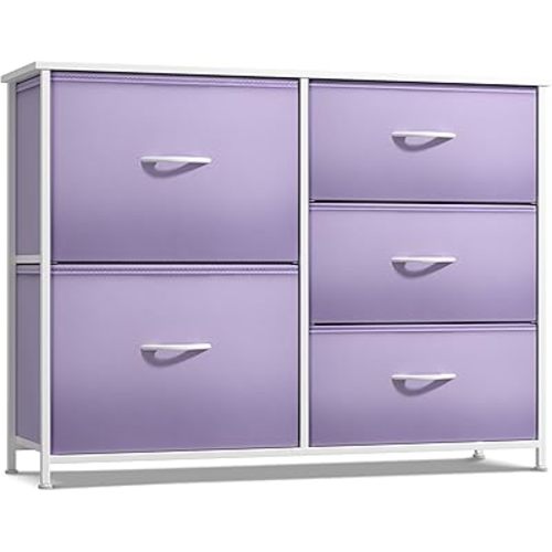 Sorbus Kids Dresser with 5 Drawers - Storage Chest Organizer Unit with Steel Frame, Wood Top & Handles, Tie-dye Fabric Bins for Clothes - Wide Furniture for Bedroom Hallway Kids Room Nursery & Closet