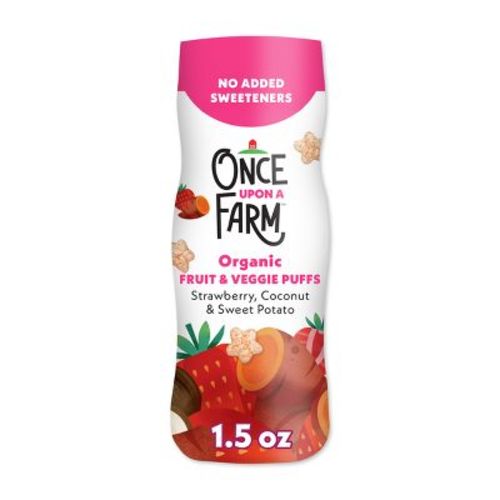 Once Upon a Farm Fruit and Veggie Puffs Strawberry Sweet Potato & Coconut Baby Snacks - 1.5oz