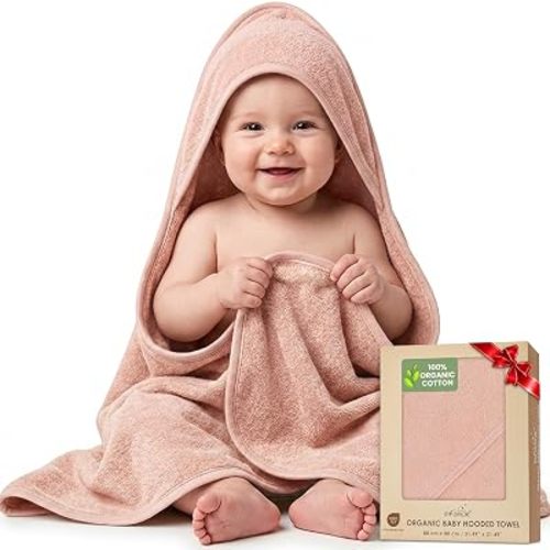 100% Organic Cotton Hooded Woven Towel for Toddler Unisex 31x31 in