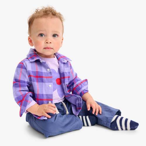 Baby long sleeve flannel plaid button down | Primary.com
