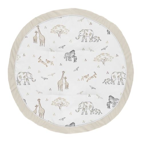 Sweet Jojo Designs Boy Or Girl Gender Neutral Unisex Baby Tummy Time Playmat Serengeti Animals Taupe Grey And White