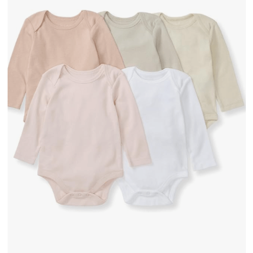 Burt's Bees Baby Unisex Bodysuits, Short Sleeve Organic Sleepwear, 5-Pack | Essential baby bodysuit pack featuring an easy-on and off lap-shoulder neck design for stress-free daily outfitting