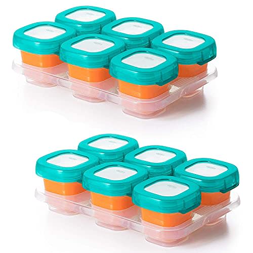 OXO Tot Baby Blocks Food Storage Containers, Teal, 2 Ounce - Set of 2