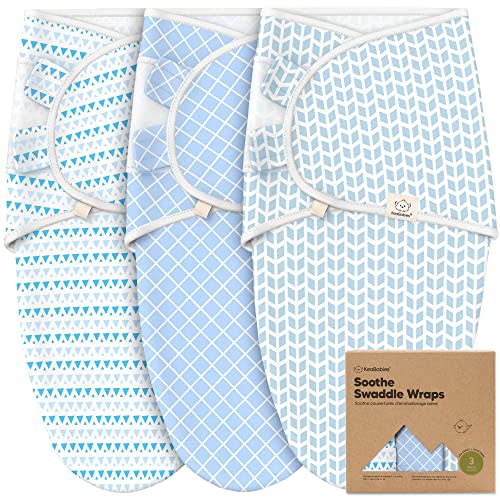 3-Pack Organic Baby Swaddle Sleep Sacks - Swaddles for Newborns, Infant 0-3 Months, Baby Girls, Boys, Soft & Snug Newborn Sleep Sack, Nursery Swaddling Blankets (Storm)