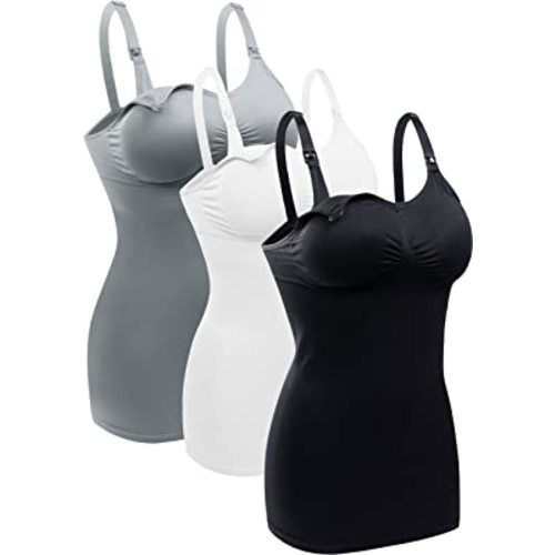 BRLIDO Womens Nursing Tank Tops Built in Bra for Breastfeeding Maternity Camisole Brasieres