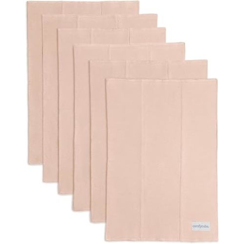 Comfy Cubs Baby Burp Cloths Set (Pack of 6) - Large, 6-Layer, Ultra Absorbent 100% Cotton for Infant Spit-Up, Drool, and Messes - Soft, Gentle, Thoughtful New Born Baby Gifts, Blush