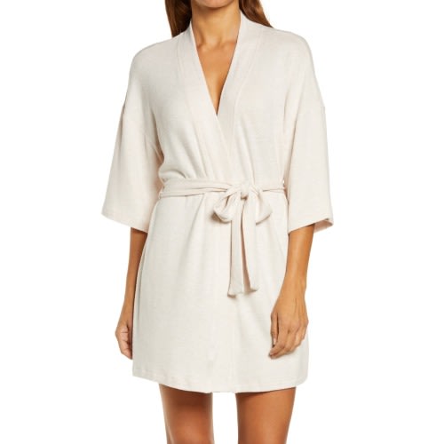 UGG® Monrose Short Robe, Large, Oatmeal Heather