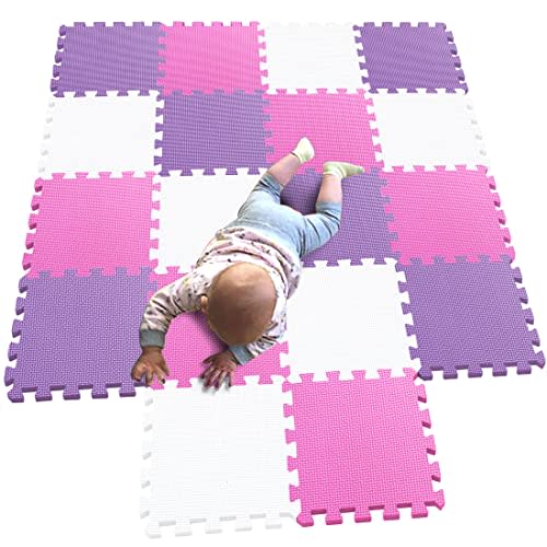 MQIAOHAM® 18 Pieces Puzzle Play Mats, Soft Baby Play Mat, Kids Interlocking Foam Floor Tiles, Toddlers Carpet Playmats G301018-101103111