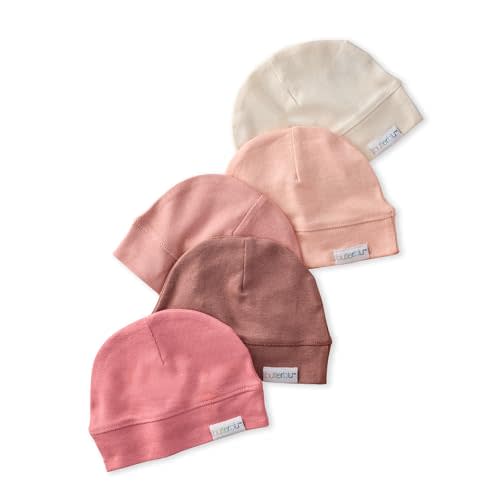 Butterblu Charlie 5-Pack Caps 100% Organic Cotton Beanie Hats | GOTS certified Organic Cotton for Baby Girls, Boys, Unisex, Multicolor Made to Match Caps for 0-6 Months Infants