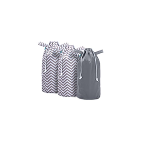 Teamoy (2 Pack) Reusable Pail Liner for Cloth Diaper/Dirty Diapers Wet Bag, Gray Chevron+Slate - 2 Count (Pack of 1)
