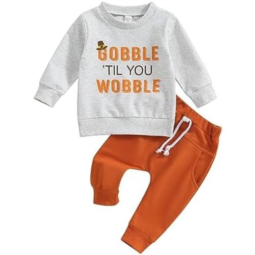Baby Boy Outfit Sweatsuit Letter Sweatshirt Shirt Pullover Tops Pants Toddler Boys Festive Clothing