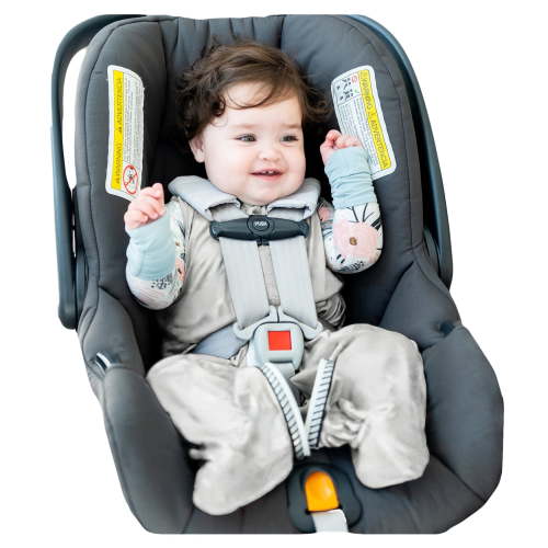 Buckle Me Baby Coats Sleep Sack | Car Seat Blanket | Car Seat to Crib Baby Wearable Blanket for Easy Transitions from Stroller, Carrier, High Chair or Any 5 Point Harness | 4-8 Months Grey Blankie