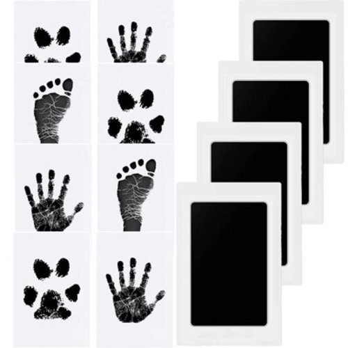 Baby Handprint And Footprint Set, 4 Pcs Baby Footprint Set, Baby Print Set For Newborns, Paw Print Set Dog, Paw Print Set Cat, Clean Touch Ink Pad For Baby Shower