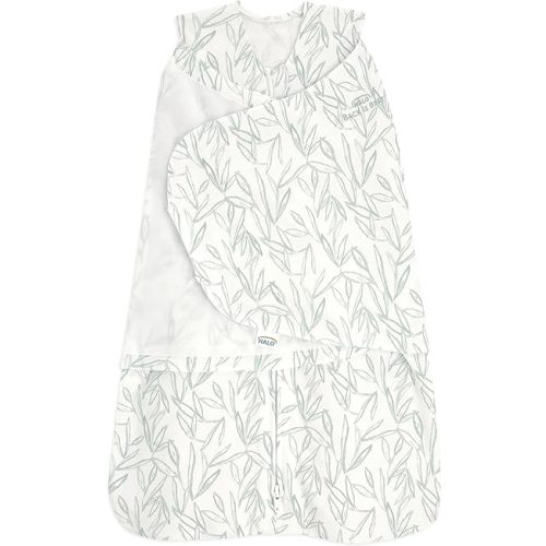 HALO 100% Cotton Sleepsack Swaddle, 3-Way Adjustable Wearable Blanket, TOG 1.5, Leaves, Small, 3-6 Months