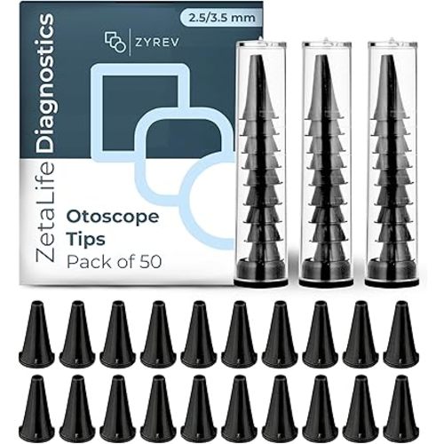 Zyrev ZetaLife Otoscope Cover Plastic Otoscope Specula Tips, Disposable Ear Specula Pack of 50 2.5/3.5 mm Disposable Otoscope Covers