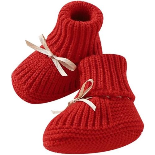 LAWKUL Baby Booties Newborn Babe First Walkers Non-Slip Stay On Boots Crib Shoes Sock Warm Knit Booties for Infant Boy Girl