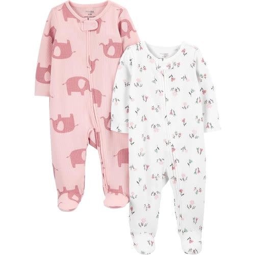 Simple Joys by Carter's baby-girls 2-way Zip Thermal Footed Sleep and Play, Pack of 2