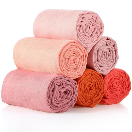 47 x 47 Inches Muslin Swaddle Blankets Cotton Newborn Receiving Blankets Breathable Colorful Baby Swaddle Soft Baby Registry Essentials Gift for Unisex Boy Girl(Pink Series)