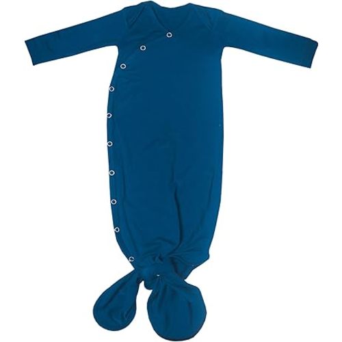 Copper Pearl Baby Gown - Knotted Newborn Sleepers for Baby Boy and Girl, Soft Stretchy Long Sleeve Infant Gowns with Bottom Tie and Hand Mittens, Perfect Hospital Coming Home Outfit (River)