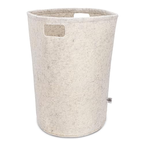 Parker Baby Co. Nursery Laundry Hamper - Large Felt Storage Basket and Baby Hamper for Nursery (White)