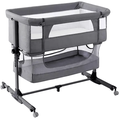 3 in 1 Baby Crib Bedside Crib,Baby Bassinet,Adjustable Portable Bed for Infant/Baby,Deep Grey