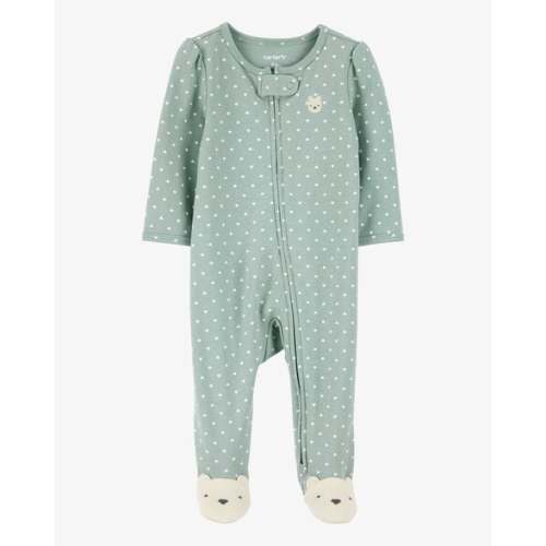 Baby Girl Polka Dot 2-Way Zip Cotton Sleep & Play Pajamas - Green - Carter's | Carter's