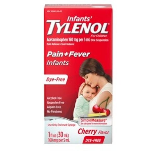 Infants' Tylenol Dye-Free Simple Measure Acetaminophen Oral Suspension, Cherry, 1 Ounce