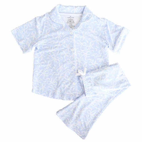 Girl's Two Piece Flare Lounge Set | Blue-tiful Bows