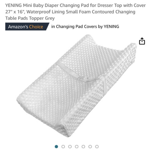 YENING Mini Baby Diaper Changing Pad for Dresser Top with Cover 27 x 16,  Waterproof Lining Small Foam Contoured Changing Table Pads Topper Grey