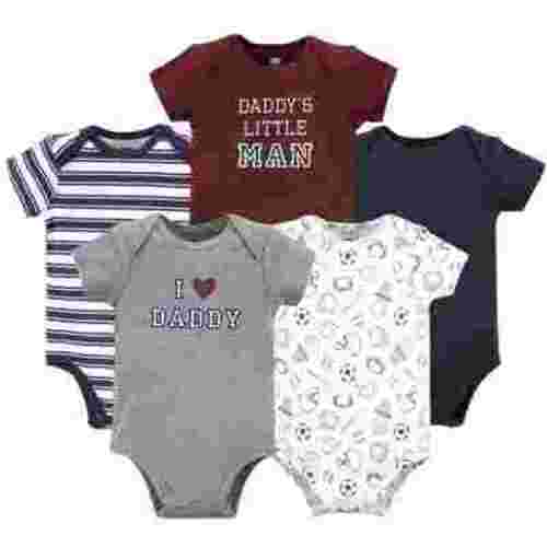 Hudson Baby Short Sleeve Bodysuits, 5-Pack, Newborn- 24 Months