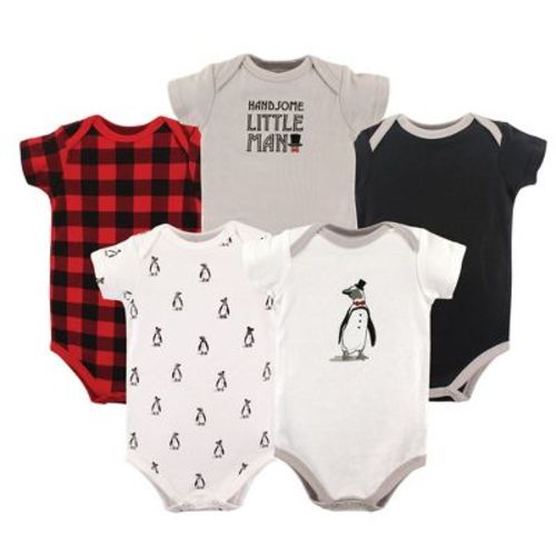 Hudson Baby Infant Boy Cotton Bodysuits 5pk, Penguin, 6-9 Months