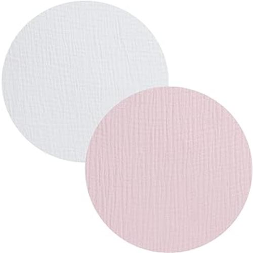 Muslin Bassinet Sheet Compatible with Graco Pack n-Play Dome LX Bassinet(not playard), 2 Pack Cotton Stylish Boho Fitted Bassinet Sheets Super Soft for Baby White & Pink