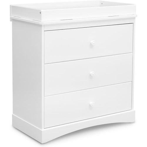 Delta Children Sutton 3 Drawer Dresser with Changing Top and Interlocking Drawers - Greenguard Gold Certified, Bianca White