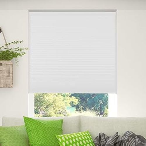Calyx Interiors Cordless Honeycomb 9/16-Inch Cellular Shade, 52-Inch Width by 60-Inch Height, Blackout White