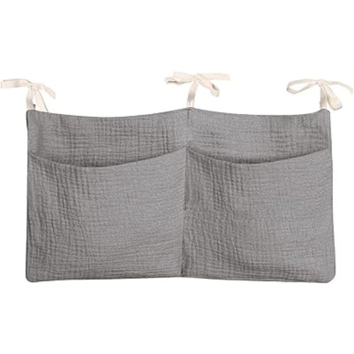 Dormitory Bed-Bunk Organizing Bag Nappy-bags Organizer Bedside Hanging Bags Milk Bottle Bib-Storage Bag Crib Organizer Bag Baby Nappy-Bag cotton (Light grey)