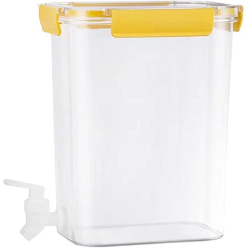 Plastic Drink Dispenser, Beverage Dispenser with Spigot, Large-capacity Lemonade Juice Pot Household Plastic Thickened Cold Water Bucket - 4.5L - Yellow